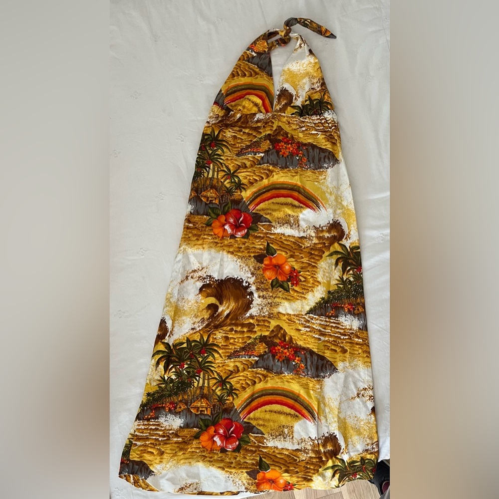 Beautiful Vintage Earth-tone Halter Dress